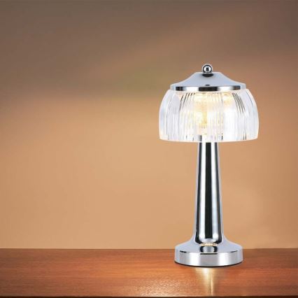 LED Stmievateľná dobíjacia dotyková stolná lampa LED/1W/5V 3000-6000K 1800 mAh lesklý chróm