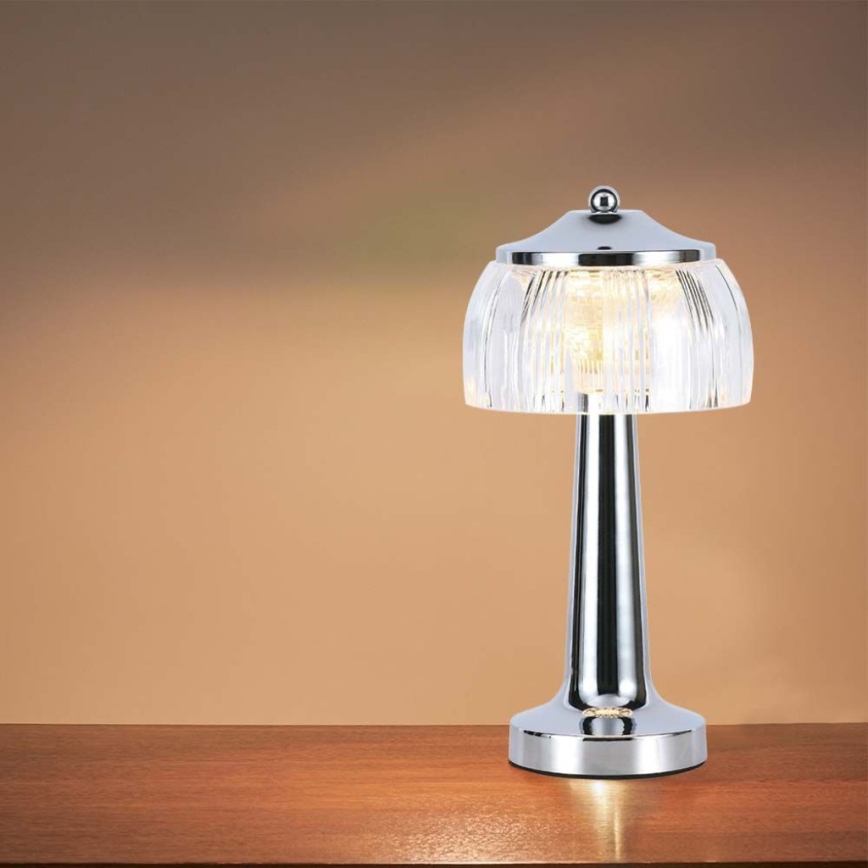 LED Stmievateľná dobíjacia dotyková stolná lampa LED/1W/5V 3000-6000K 1800 mAh lesklý chróm