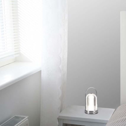 LED Stmievateľná dobíjacia dotyková stolná lampa LED/1W/5V 3000-6000K 1800 mAh matný chróm