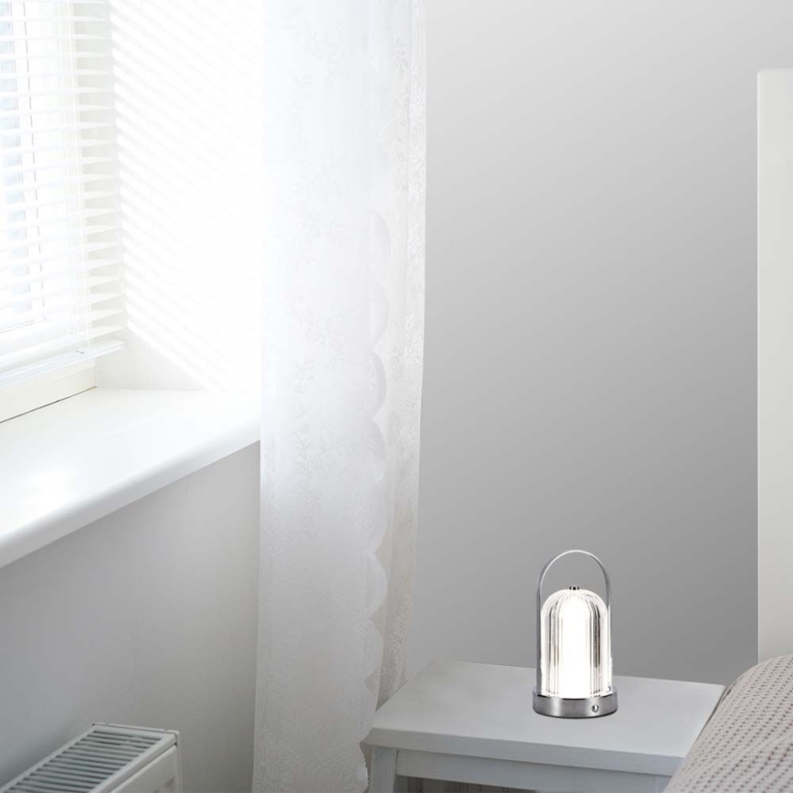 LED Stmievateľná dobíjacia dotyková stolná lampa LED/1W/5V 3000-6000K 1800 mAh matný chróm
