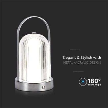 LED Stmievateľná dobíjacia dotyková stolná lampa LED/1W/5V 3000-6000K 1800 mAh matný chróm
