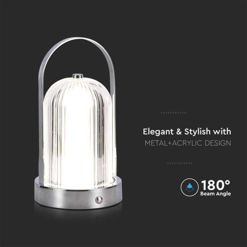 LED Stmievateľná dobíjacia dotyková stolná lampa LED/1W/5V 3000-6000K 1800 mAh matný chróm