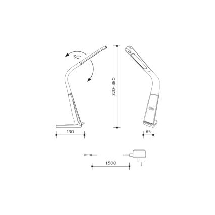 LED Stmievateľná stolná lampa s bezdrôtovým nabíjaním a senzorom LORD EVO LED/8W/230V 3000K/4500K/6000K biela