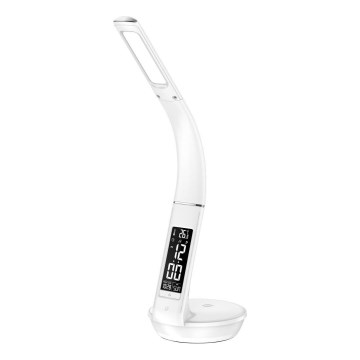 LED Stmievateľná stolná lampa s bezdrôtovým nabíjaním Qi 5W a displejom LED/6W/230V 3000/4000/6000K biela