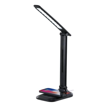 LED stmievateľná stolná lampa s bezdrôtovým nabíjaním QI a USB LUMI LED/7W/230V čierna