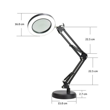 LED Stmievateľná stolná lampa s lupou LED/10W/230V 3000/4500/6000K