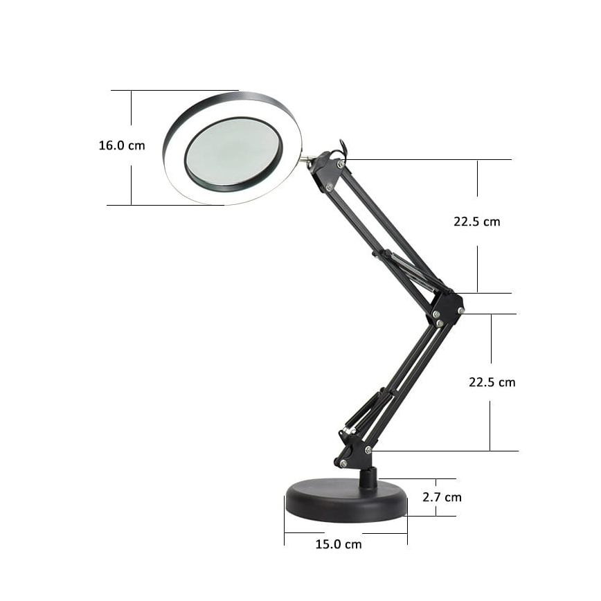 LED Stmievateľná stolná lampa s lupou LED/10W/230V 3000/4500/6000K