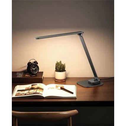 LED Stmievateľná stolná lampa s USB LED/7,5W/230V 3000K/4000K/5500K antracit
