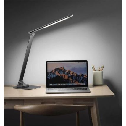 LED Stmievateľná stolná lampa s USB LED/7,5W/230V 3000K/4000K/5500K antracit