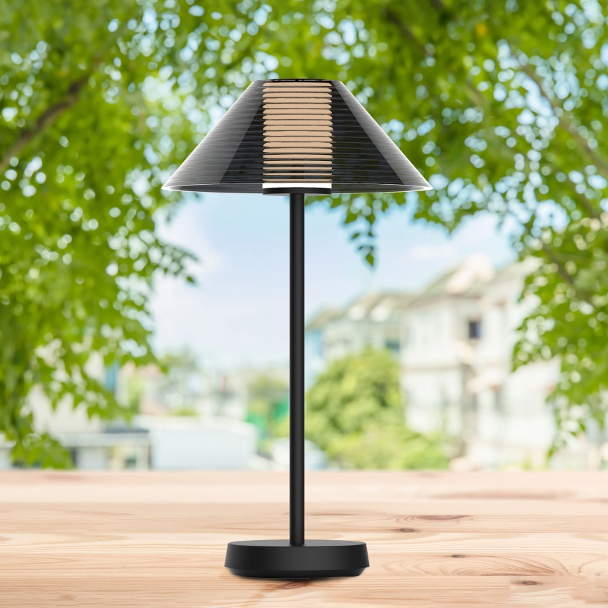 LED Stmievateľná dotyková vonkajšia stolná lampa SERENGETI LED/3,4W/5V USB 3600 mAh IP44 čierna