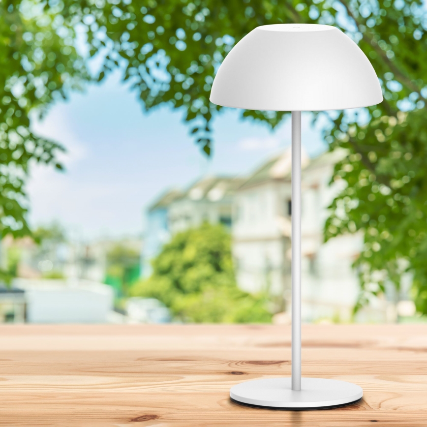 LED Stmievateľná dotyková vonkajšia stolná lampa TANZANIA LED/1,8W/5V USB 1800 mAh IP44 biela