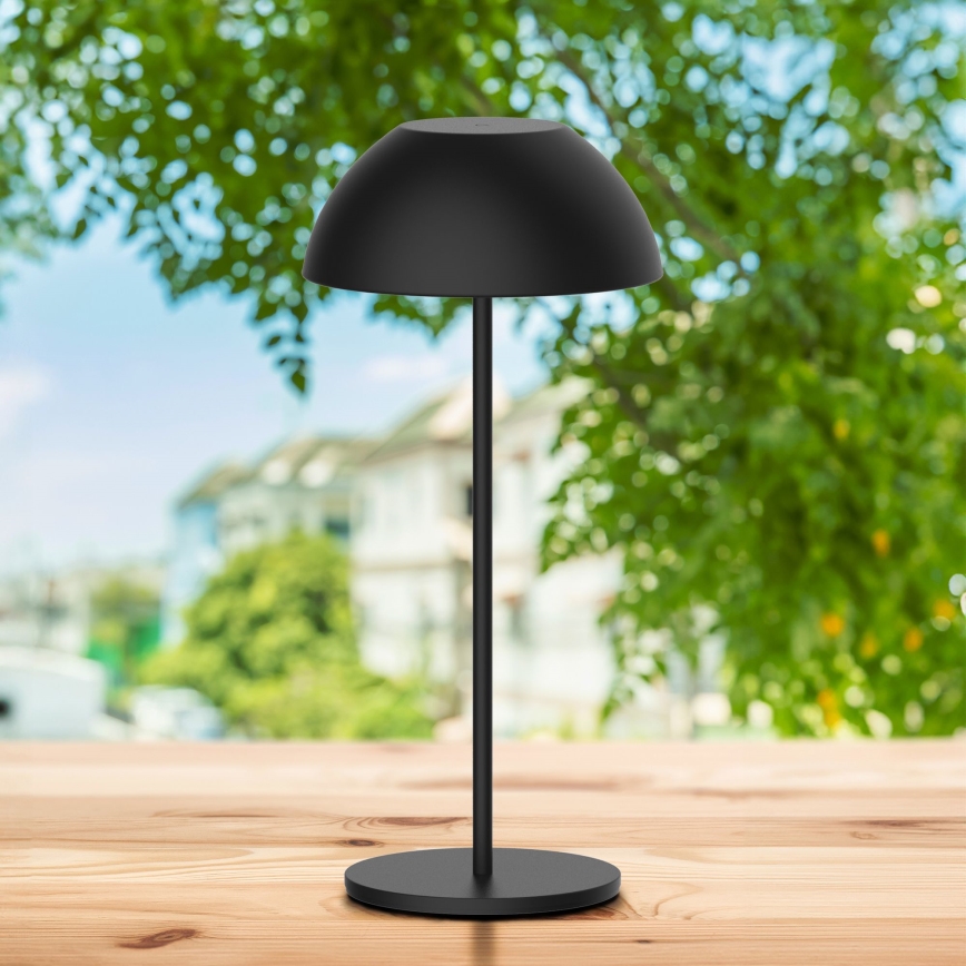 LED Stmievateľná dotyková vonkajšia stolná lampa TANZANIA LED/1,8W/5V USB 1800 mAh IP44 čierna