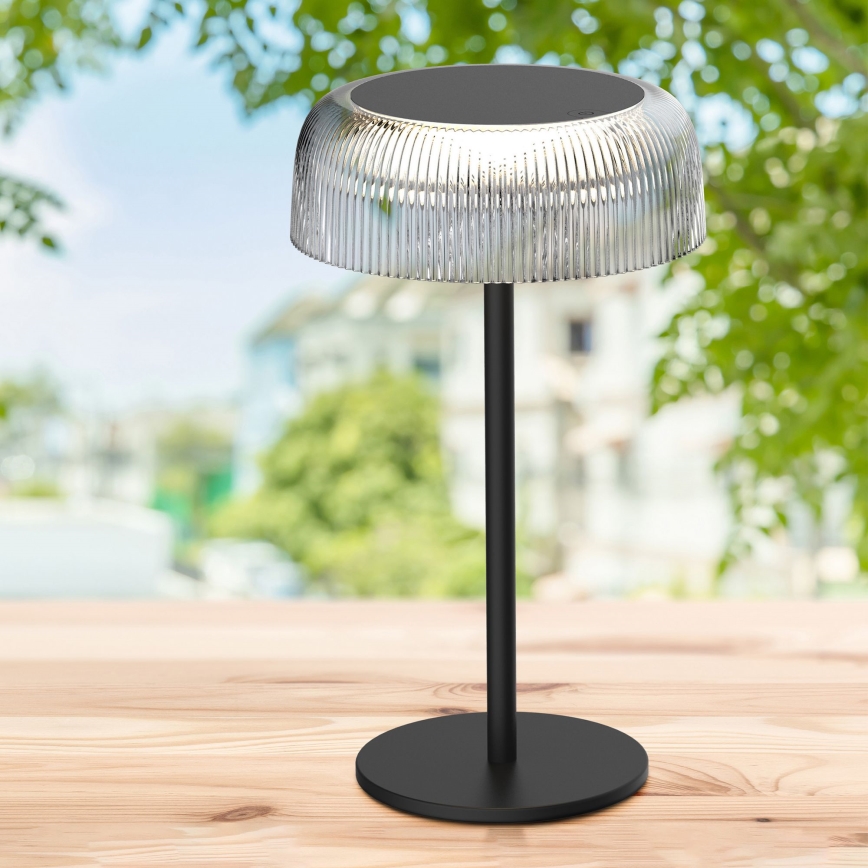 LED Stmievateľná dotyková vonkajšia stolná lampa TRYPOLIS LED/2W/5V USB 1800 mAh IP44 čierna