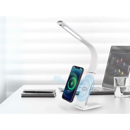 Stmievateľná LED stolná lampa s bezdrôtovým nabíjaním a pohybovým senzorom LORD EVO LED/8W/230V 3000K/4500K/6000K biela