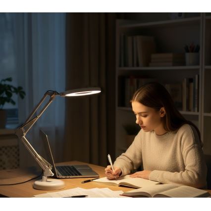 LED Stmievateľná stolová lampa s lupou 2v1 AURIQ LOUPE LED/10W/5V 3000/4000/6500K biela