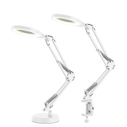LED Stmievateľná stolová lampa s lupou 2v1 AURIQ LOUPE LED/10W/5V 3000/4000/6500K biela