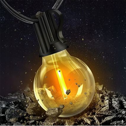 LED stmievateľná vonkajšia dekoratívna svetelná reťaz 36xE12/1W/24/230V 22,35 m IP65 čierna + diaľkové ovládanie