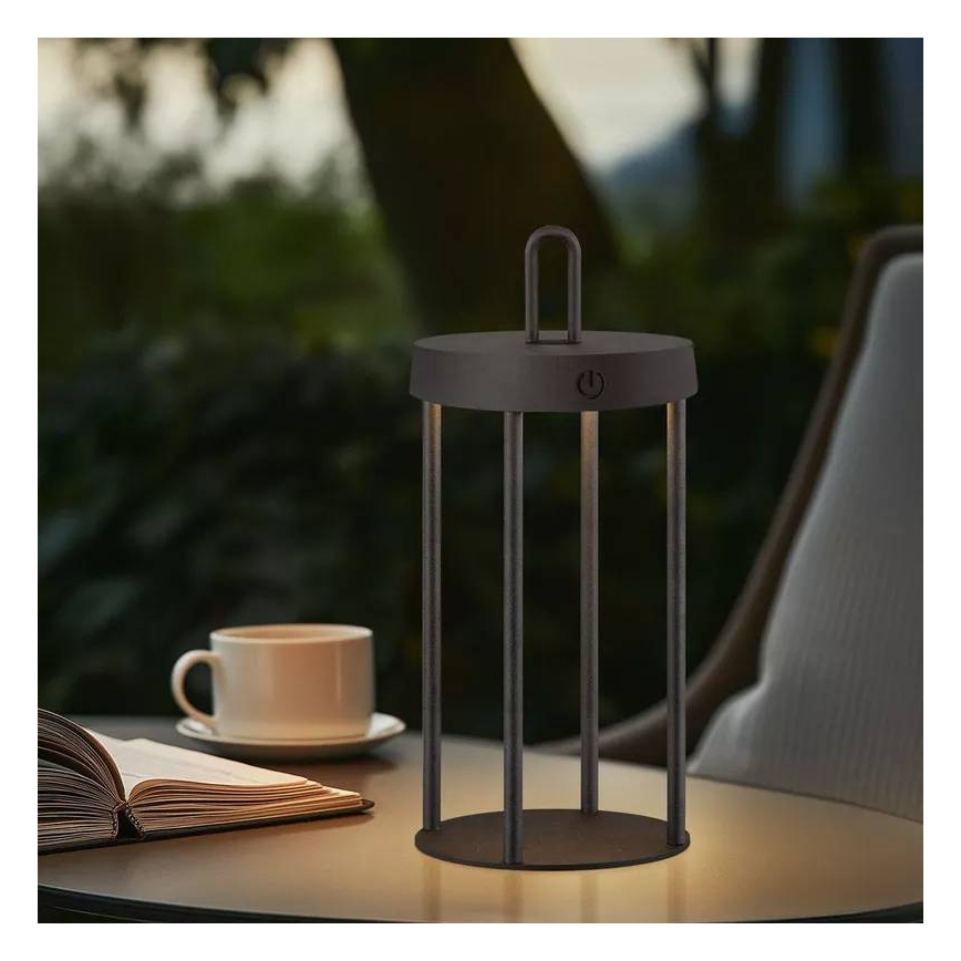 LED stmievateľná vonkajšia nabíjateľná dotyková stolová lampa GENTLE LED/1,5W/3,7V 3000 mAh IP44 čierna
