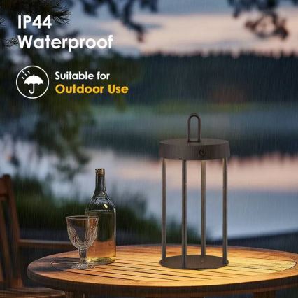 LED stmievateľná vonkajšia nabíjateľná dotyková stolová lampa GENTLE LED/1,5W/3,7V 3000 mAh IP44 čierna