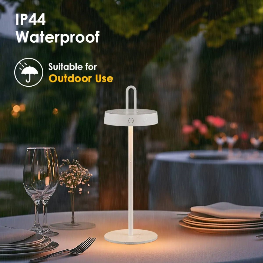 LED Stlmiteľná vonkajšia nabíjacia dotyková stolná lampa SHINE LED/1,5W/3,7V 3000 mAh IP44 biela