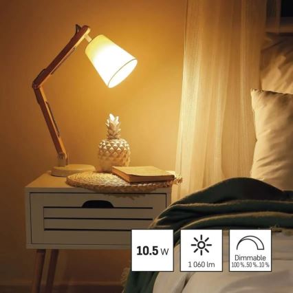 LED stmievateľná žiarovka A60 E27/10,5W/230V 2700K