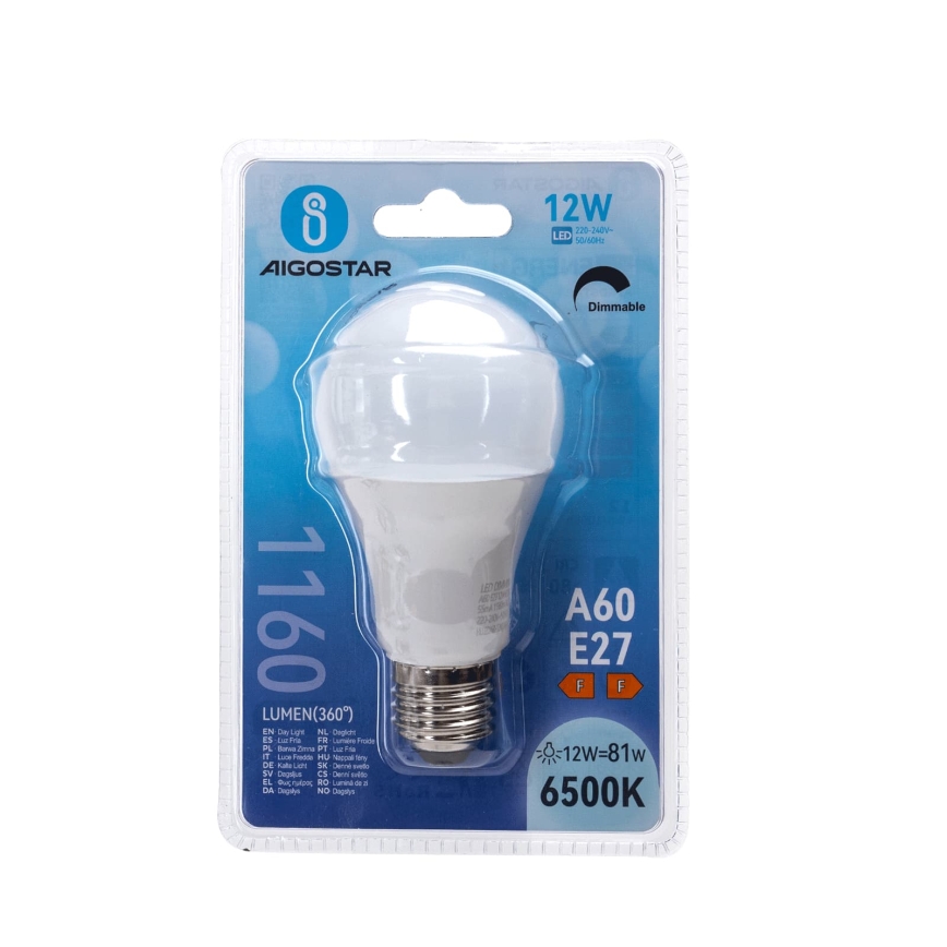 LED Stmievateľná žiarovka A60 E27/12W/230V 6500K - Aigostar