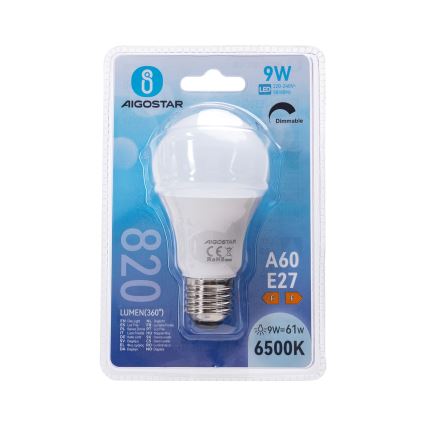 LED Stmievateľná žiarovka A60 E27/9W/230V 6500K - Aigostar