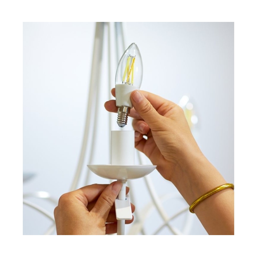 LED Stmievateľná žiarovka FILAMENT C35 E14/4,9W/230V 2700-6500K CRI 90 Wi-Fi - WiZ