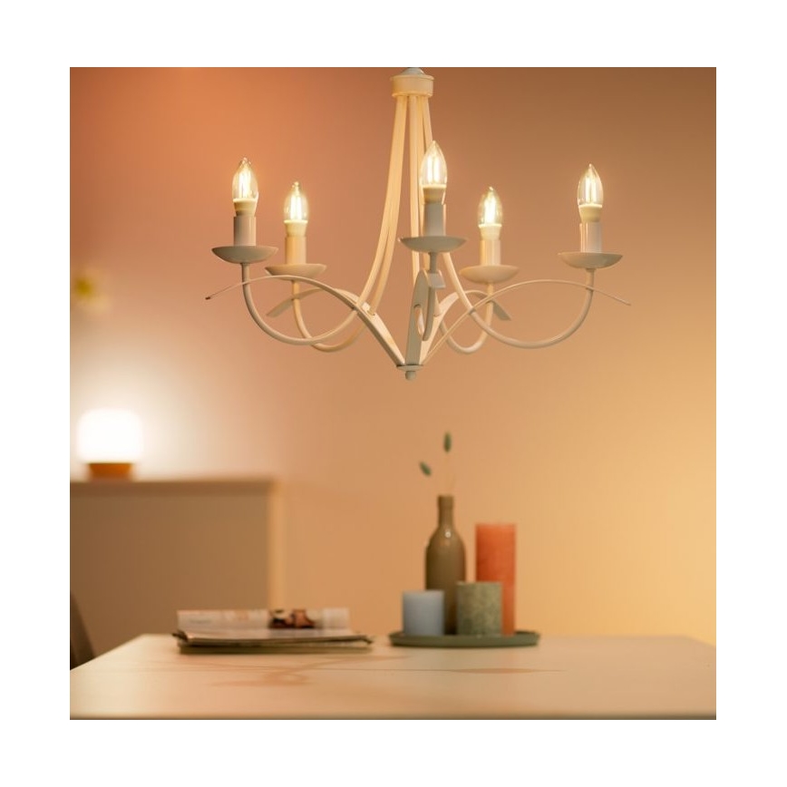 LED Stmievateľná žiarovka FILAMENT C35 E14/4,9W/230V 2700-6500K CRI 90 Wi-Fi - WiZ