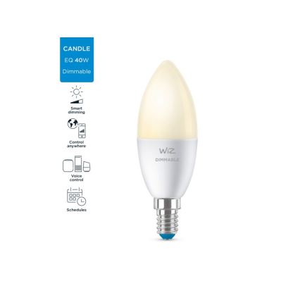 LED Stmievateľná žiarovka C37 E14/4,9W/230V 2700K CRI 90 Wi-Fi - WiZ