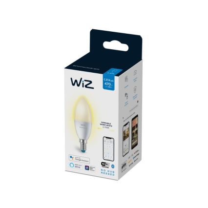 LED Stmievateľná žiarovka C37 E14/4,9W/230V 2700K CRI 90 Wi-Fi - WiZ