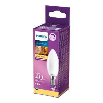 LED Stmievateľná žiarovka CANDLE Philips B35 E14/4,5W/230V 2700K