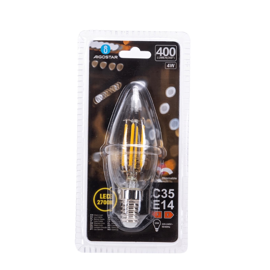 LED Stmievateľná žiarovka FILAMENT C35 E14/4W/230V 2700K - Aigostar