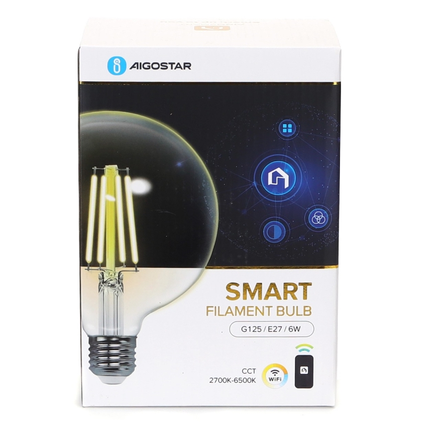 LED Stmievateľná žiarovka FILAMENT G125 E27/6W/230V 2700-6500K Wi-Fi - Aigostar