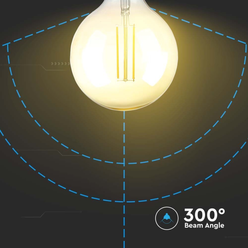 LED Stmievateľná žiarovka FILAMENT G125 E27/8W/230V 2200K