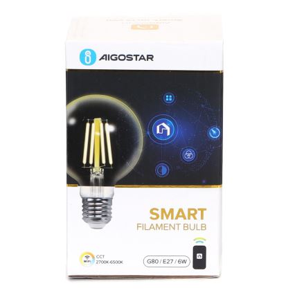 LED Stmievateľná žiarovka FILAMENT G80 E27/6W/230V 2700-6500K Wi-Fi - Aigostar