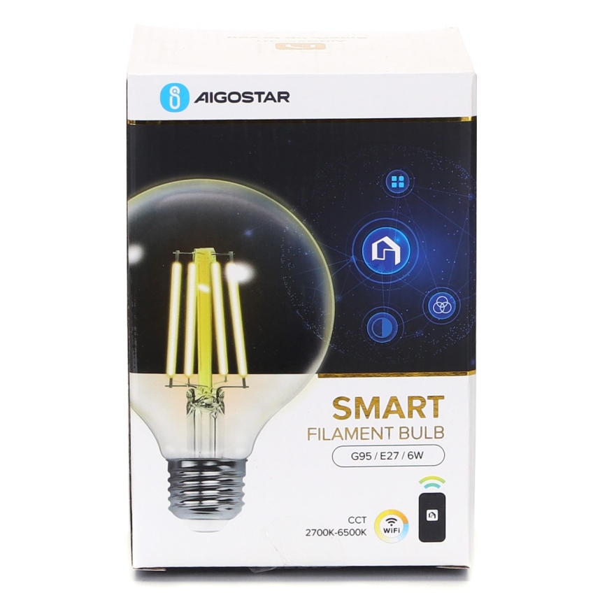 LED Stmievateľná žiarovka FILAMENT G95 E27/6W/230V 2700-6500K Wi-Fi - Aigostar