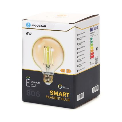 LED Stmievateľná žiarovka FILAMENT G95 E27/6W/230V 2700-6500K Wi-Fi - Aigostar