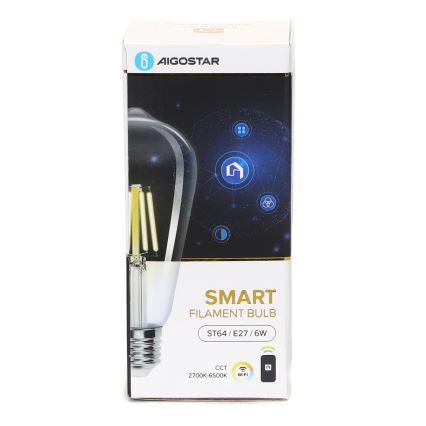 LED Stmievateľná žiarovka FILAMENT ST64 E27/6W/230V 2700-6500K Wi-Fi - Aigostar