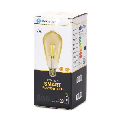 LED Stmievateľná žiarovka FILAMENT ST64 E27/6W/230V 2700-6500K Wi-Fi - Aigostar