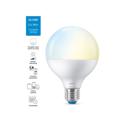 LED Stmievateľná žiarovka G95 E27/11W/230V 2700-6500K CRI 90 Wi-Fi - WiZ