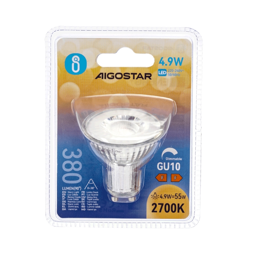 LED stmievateľná žiarovka GU10/4,9W/230V 2700K - Aigostar