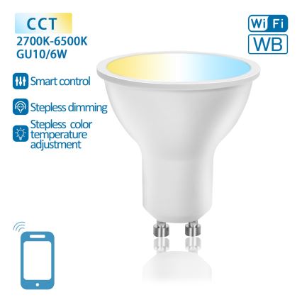 LED Stmievateľná žiarovka GU10/6W/230V 2700-6500K Wi-Fi - Aigostar