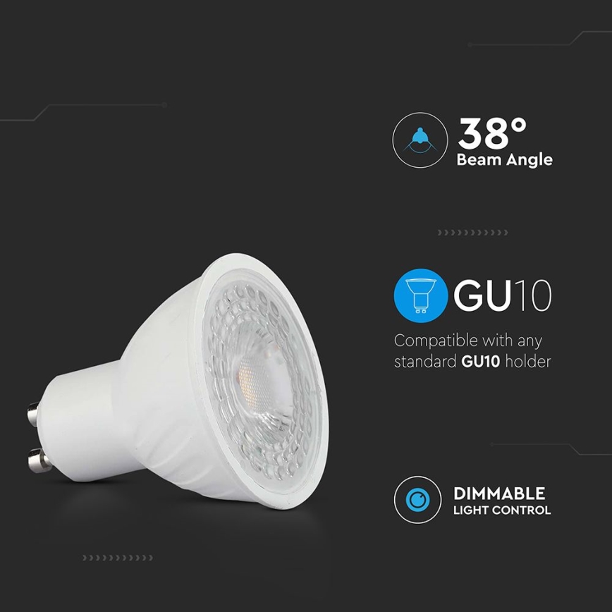 LED Stmievateľná žiarovka GU10/6W/230V 6500K 38°
