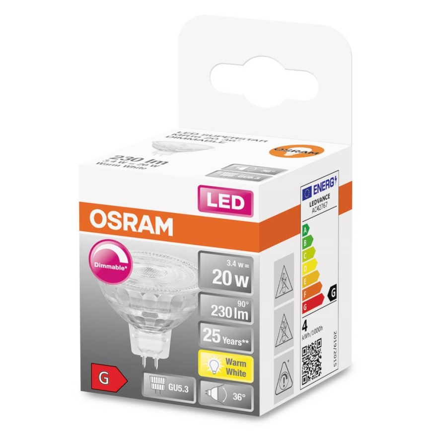 LED stmievateľná žiarovka GU5,3/3,4W/12V 2700K CRI 90 - Osram