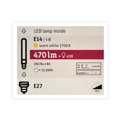 LED Stmievateľná žiarovka MOSAIC G125 E27/5W/230V 2700K - Paulmann 28747