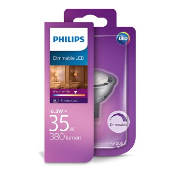 LED Stmievateľná žiarovka Philips GU5,3/MR16/6,3W/12V 2700K