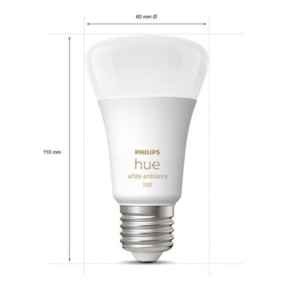 LED Stmievateľná žiarovka Philips Hue WHITE AMBIANCE E27/8W/230V 2200-6500K