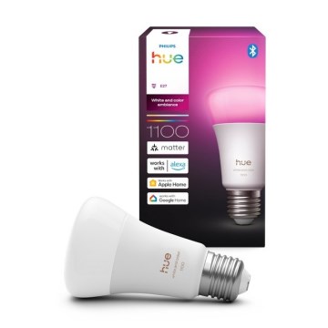 LED stmievateľná žiarovka Philips Hue WHITE AND COLOR AMBIANCE E27/8,1W/230V 1000-20000K