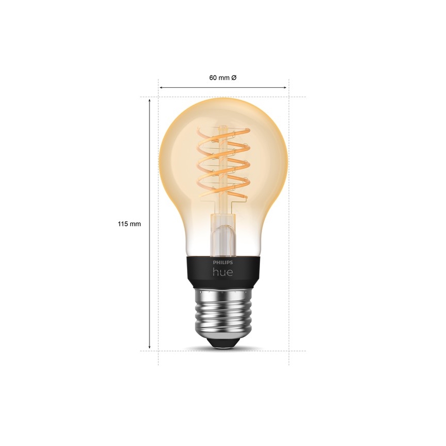 LED Stmievateľná žiarovka Philips Hue WHITE FILAMENT A60 E27/7W/230V 2100K